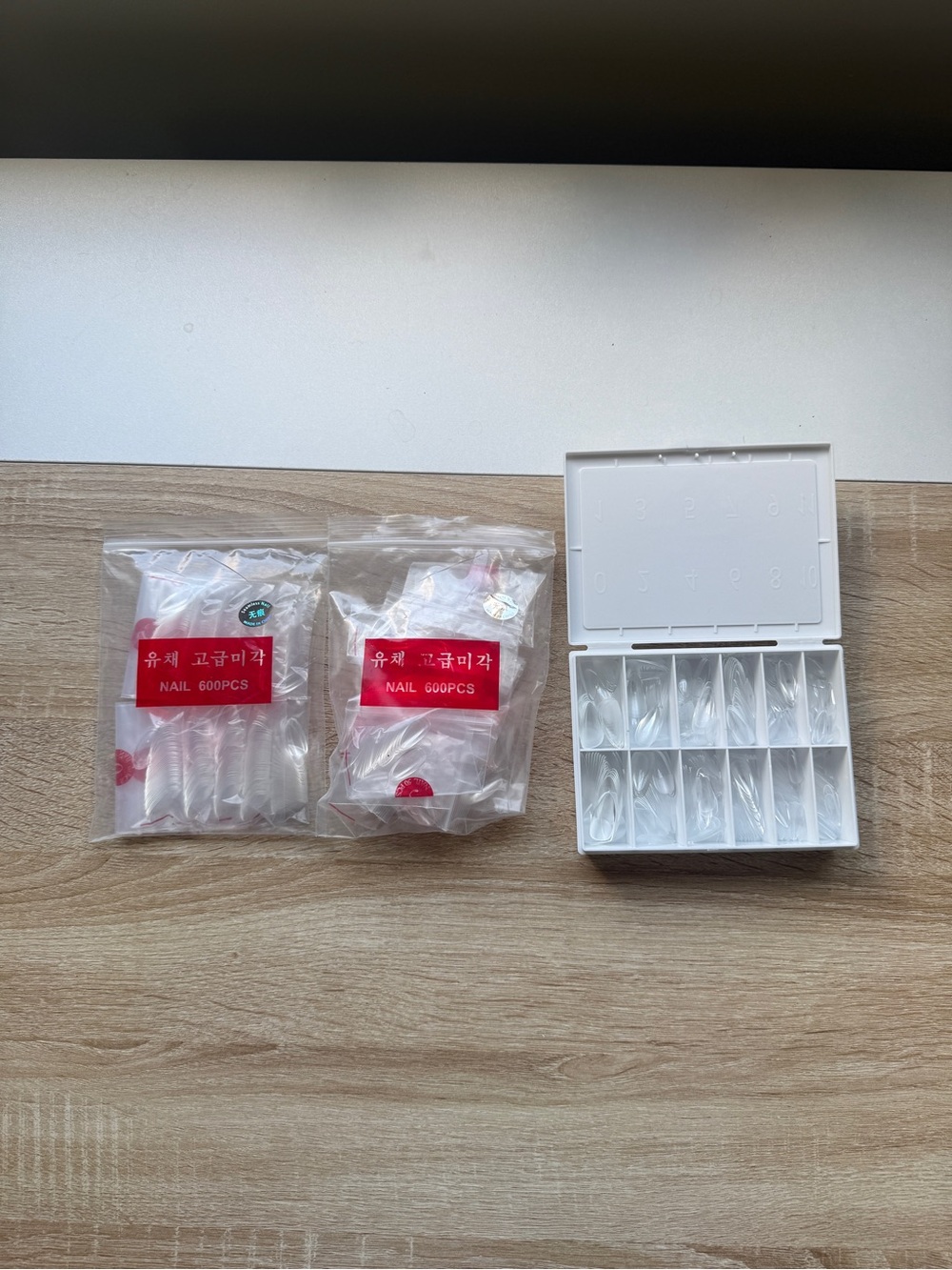 Clear False Nail Tip Set x3 with Storage Case - White